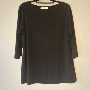 Graver Studio Black 3/4 Sleeve Knit Blouse L Career Work Classic Elegant.